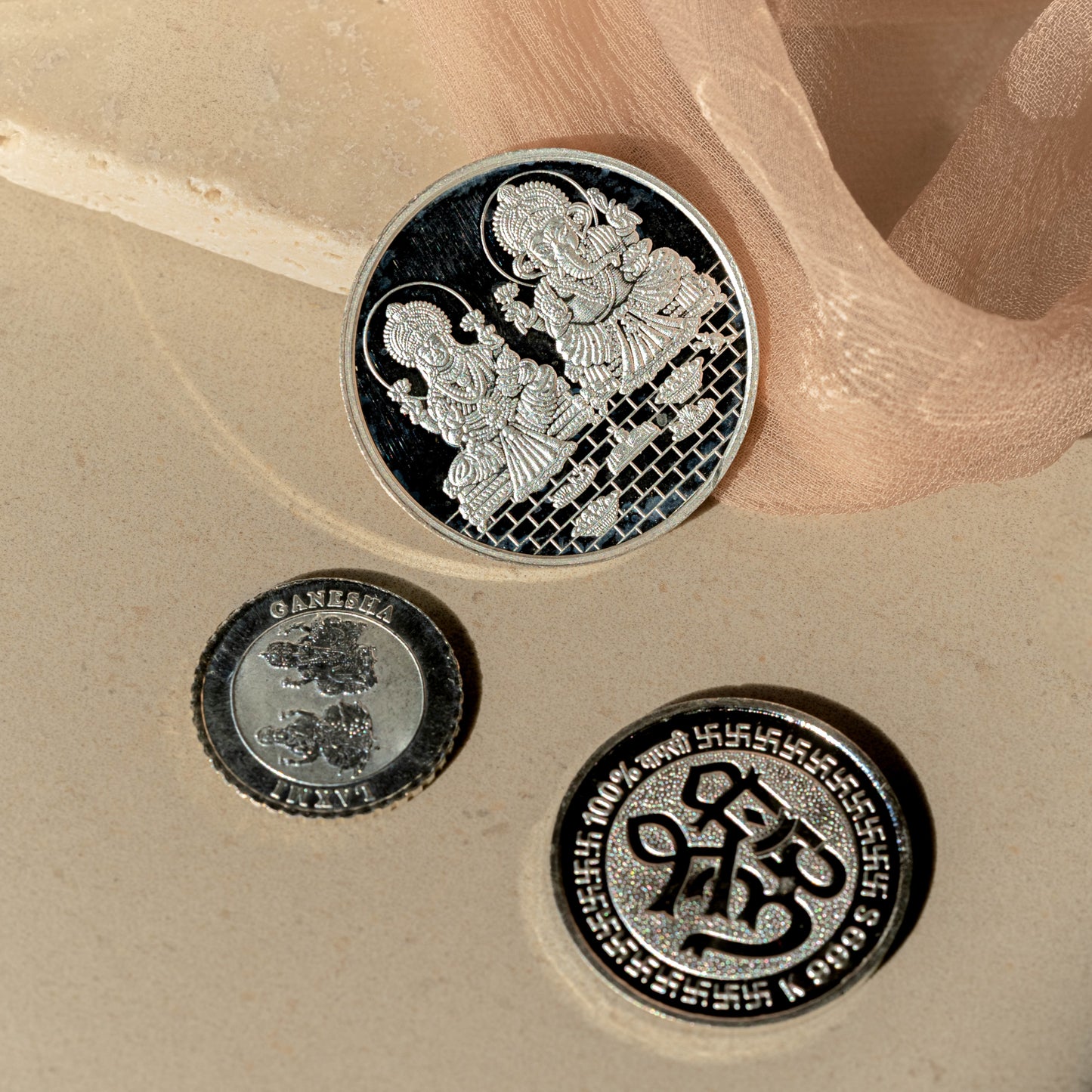 Assorted Silver Ganesha & Lakshmi / Laxmi Coin