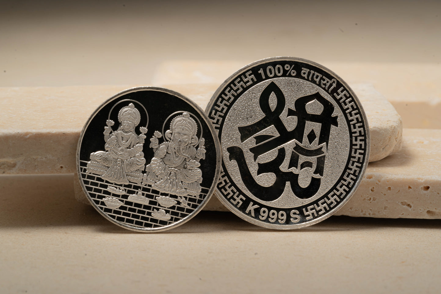 Assorted Silver Ganesha & Lakshmi / Laxmi Coin