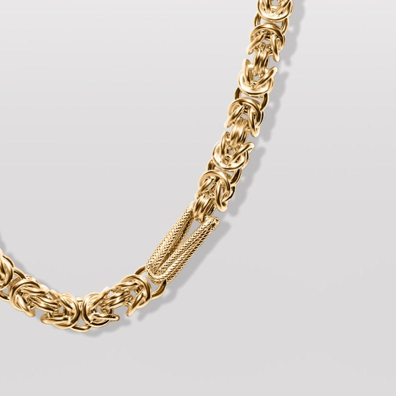 Men's 24" Fancy Byzantine Chain in 22k Gold 6.5mm Media 1 of 2