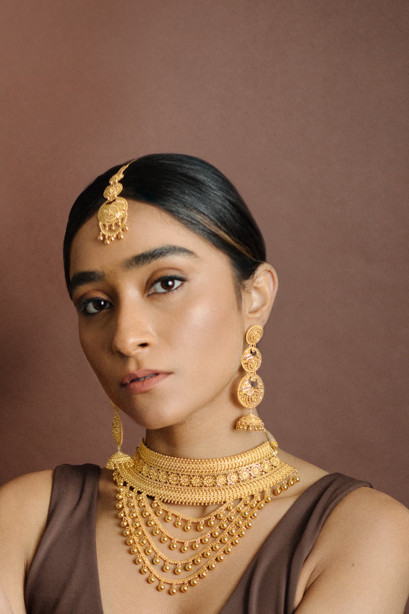 Sahar Heritage 22k Gold Filligree Chandbali Drop Earrings