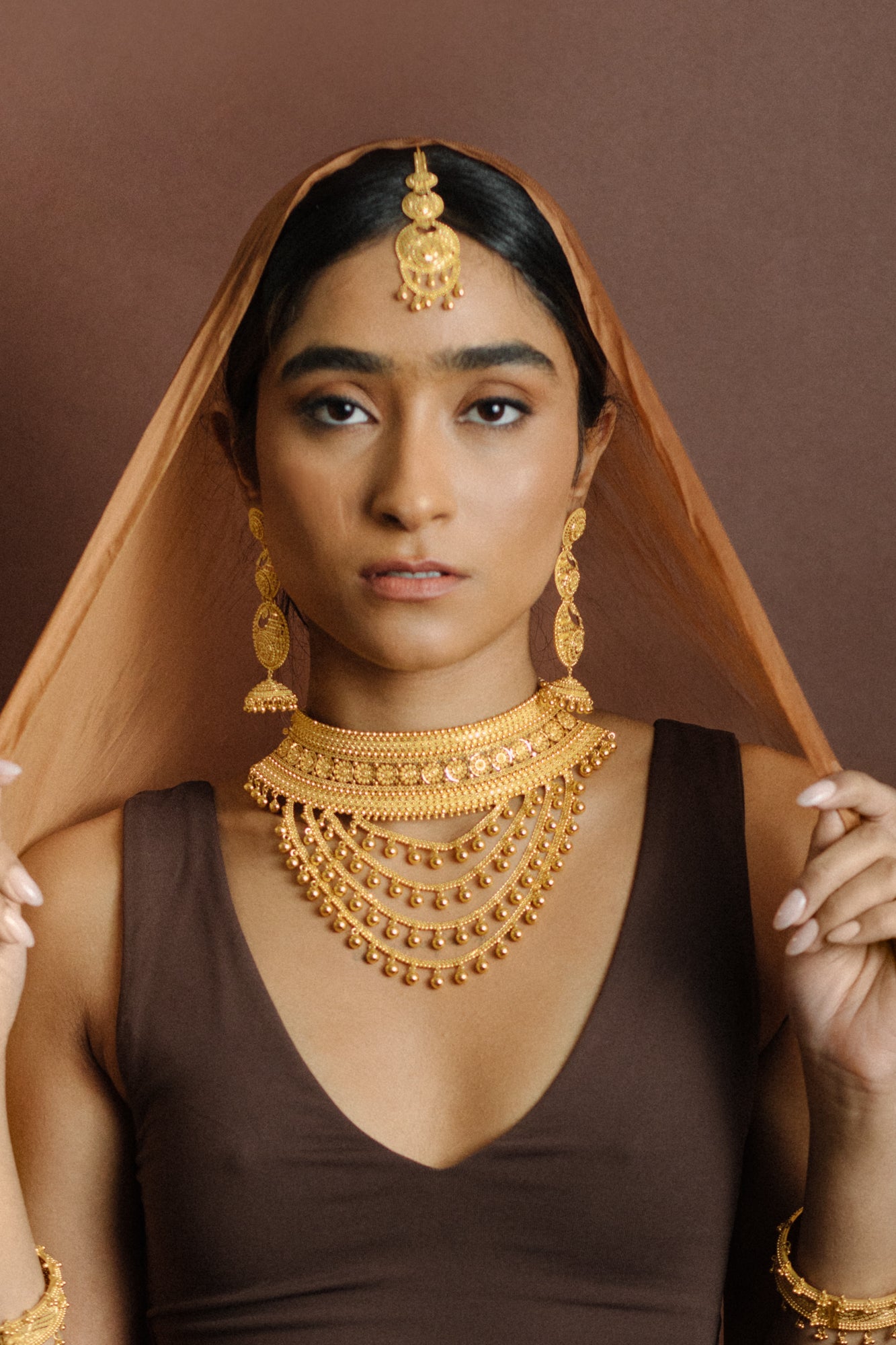 Sahar Heritage 22k Gold Filligree Cascading Choker