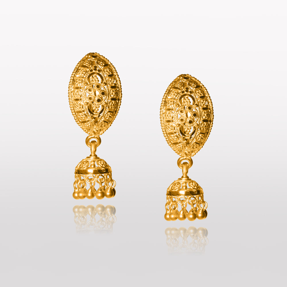 Zara Mini Stud Earrings in 22k Gold - a stunning image showcasing delicately designed stud earrings in 22k gold, featuring a unique and intricate pattern that adds a touch of sophistication and charm to any outfit.