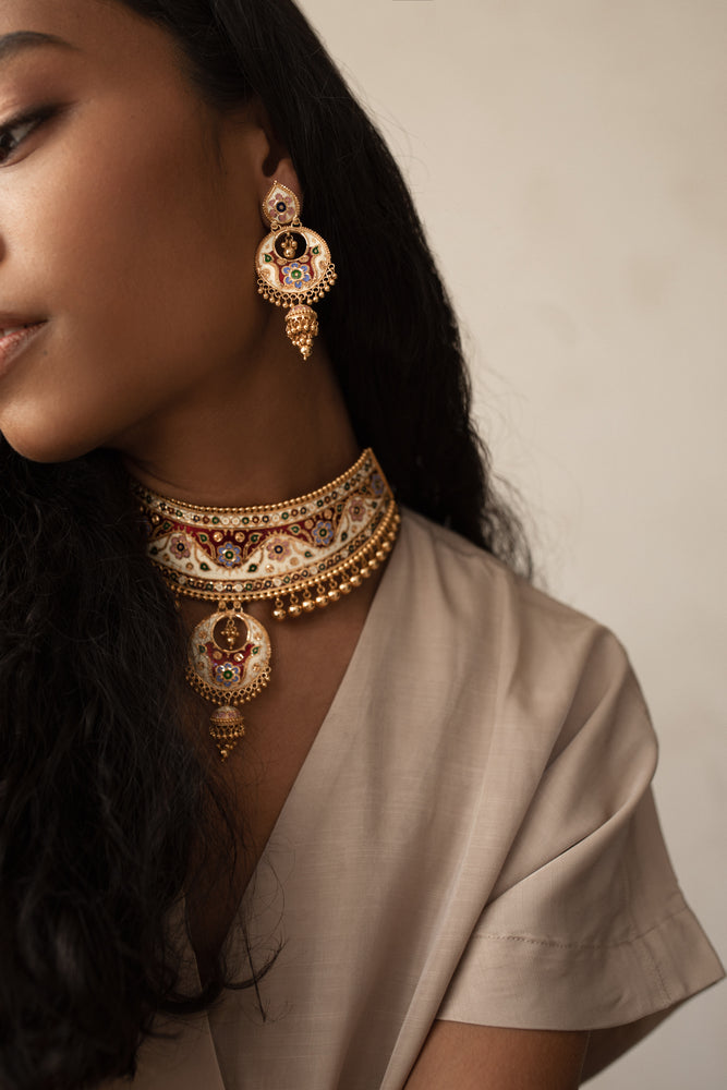 
                  
                    Haritha Women's Meenakari Choker Necklace & Earrings Set
                  
                