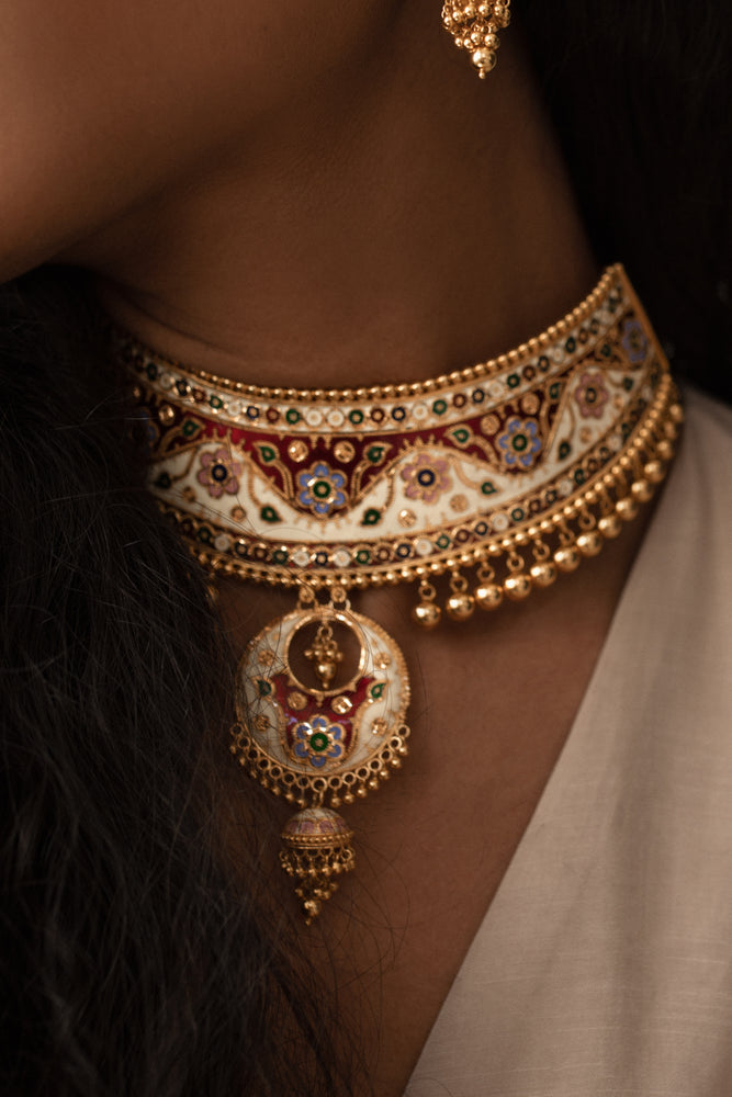 
                  
                    Haritha Women's Meenakari Choker Necklace & Earrings Set
                  
                