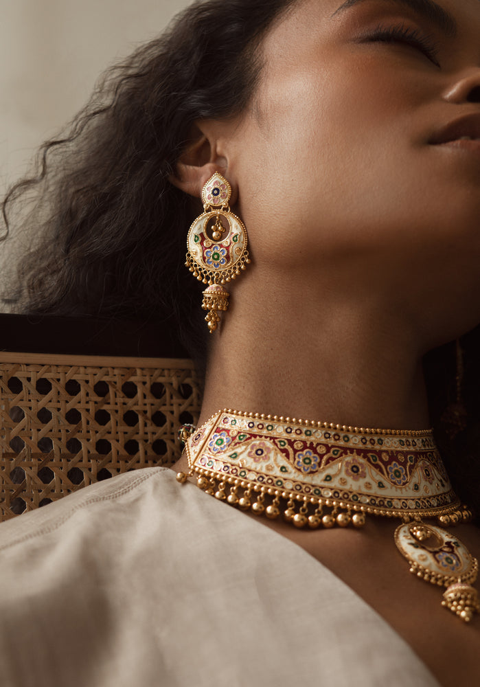 
                  
                    Haritha Women's Meenakari Choker Necklace & Earrings Set
                  
                