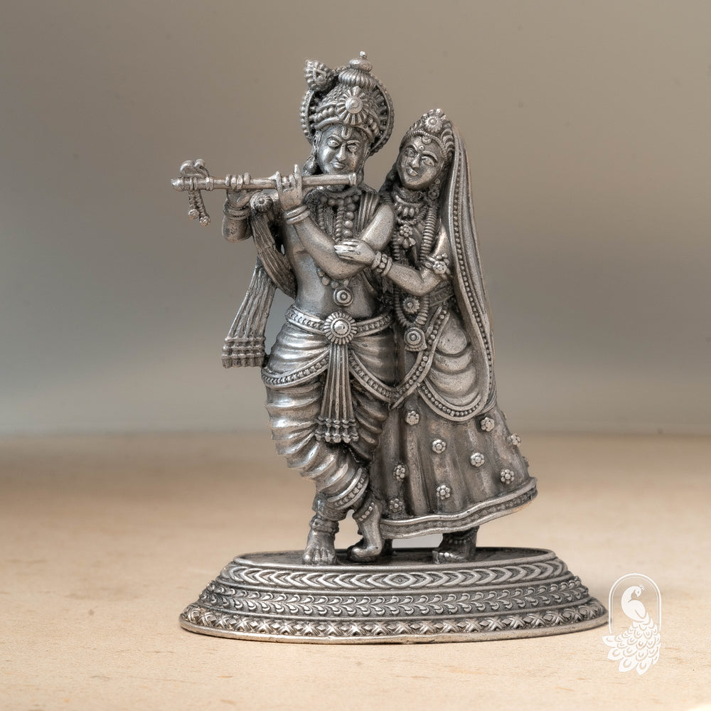 Darshan Pure Silver Krishna and Radha Idol